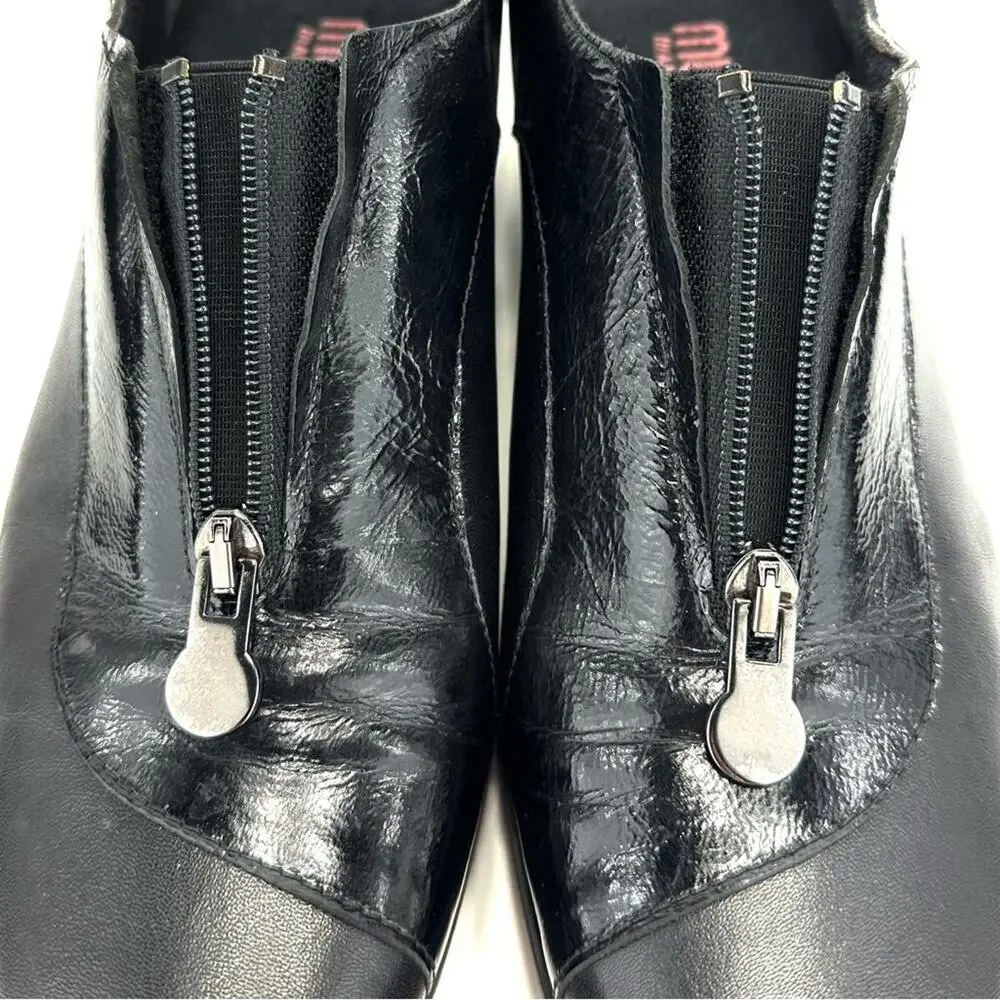 Munro Black Leather Platform Wedges Size 9.5 Zipper Closure Low Top Lightweight